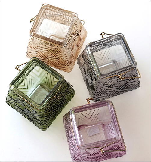 LEDキャンドル付きガラスホルダー4カラー(5)