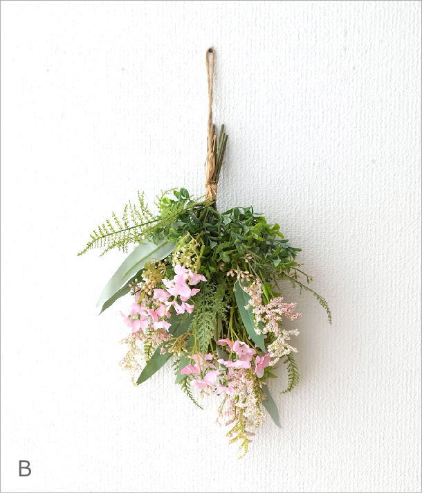 フェイクグリーン 壁掛け ブーケ 造花 インテリア 人工観葉植物 壁面 壁 玄関 おしゃれ リビング トイレ 洗面所 吊り下げ フェイクハンギングブーケ 3カラー Hal9531 ギギliving