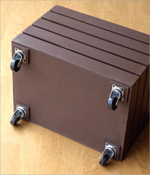 キャスター付き木のコンテナボックス 2カラー(3)