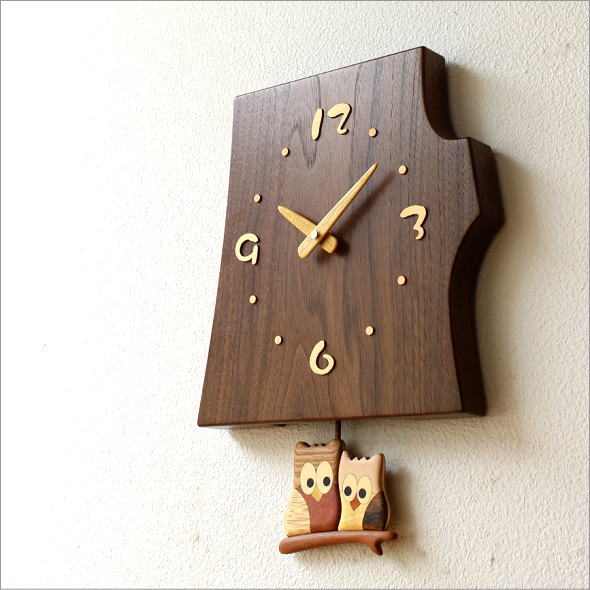 木の振り子時計 フクロウ(1)