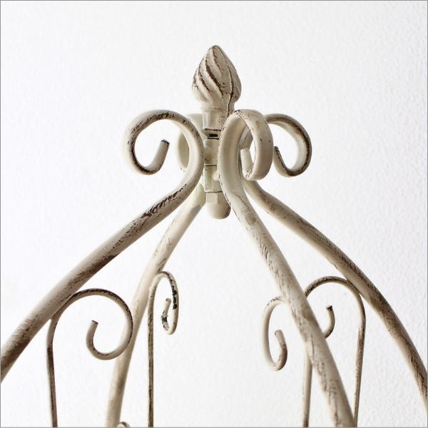 シャビーなホワイトアイアンの3段棚(5)