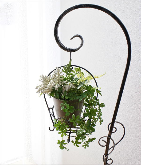 アイアン吊り下げバスケット付きフラワースタンド(2)