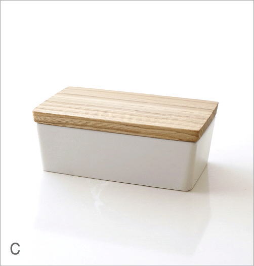 バターケース 陶器 おしゃれ 木製 木の蓋 モダン 陶器のバターケース3カラー Ibk3185 ギギliving