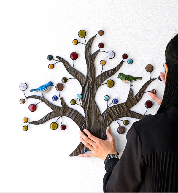 アイアンの壁飾り カラフルツリー(5)