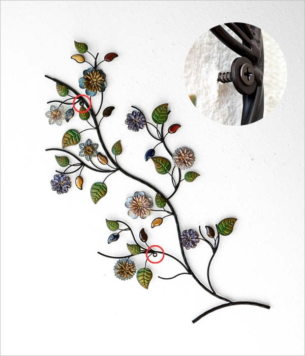 アイアンの壁飾り エレガントブランチ(4)