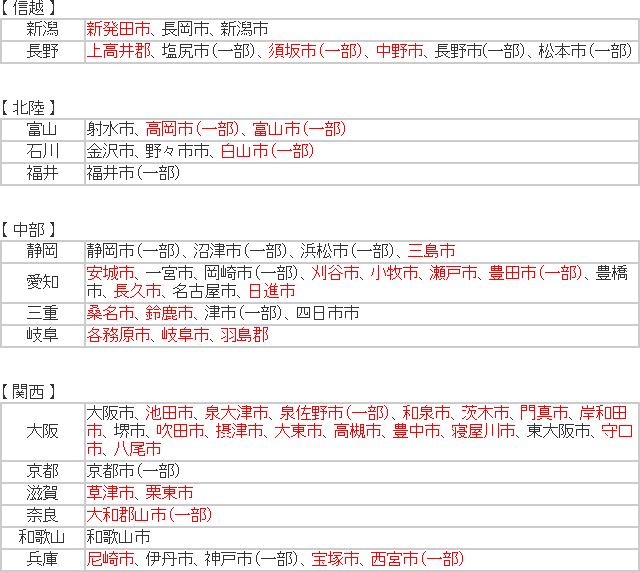 時間帯サービス地域(2)