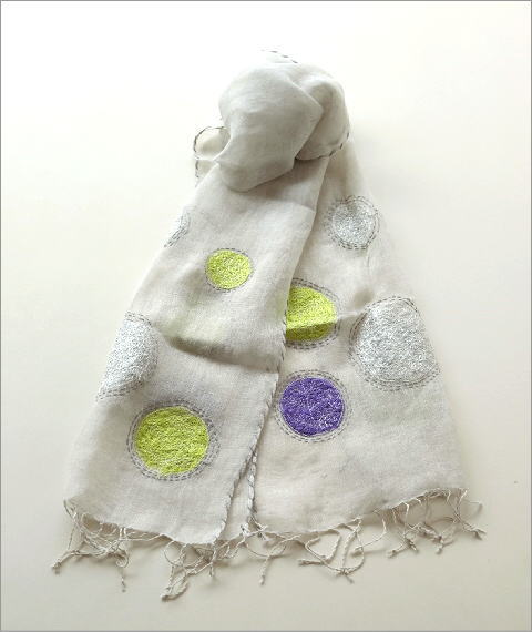 リネンドット柄刺繍ショール(2)