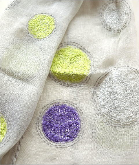 リネンドット柄刺繍ショール(3)