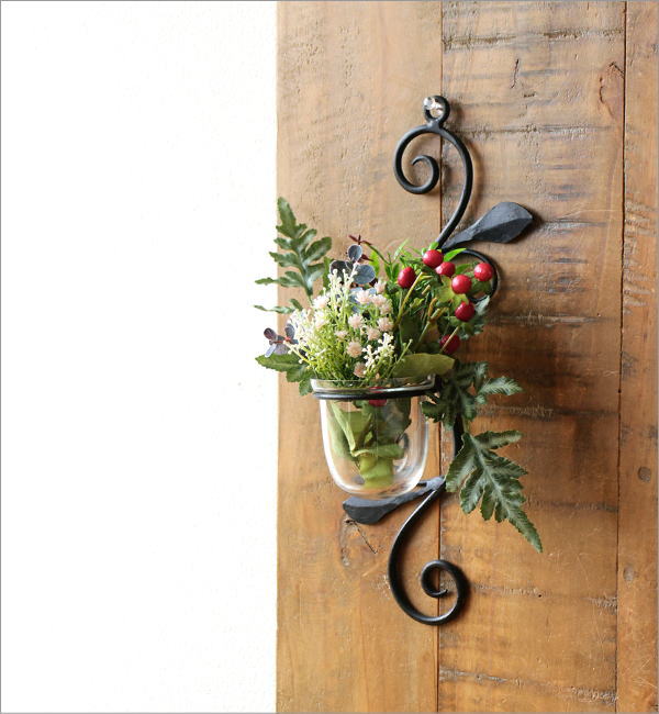 花瓶 ガラス アイアン 花器 一輪挿し おしゃれ 壁飾り インテリア雑貨