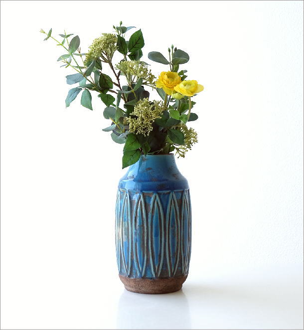 花瓶 おしゃれ 陶器 アンティーク レトロ 花器 フラワーベース 