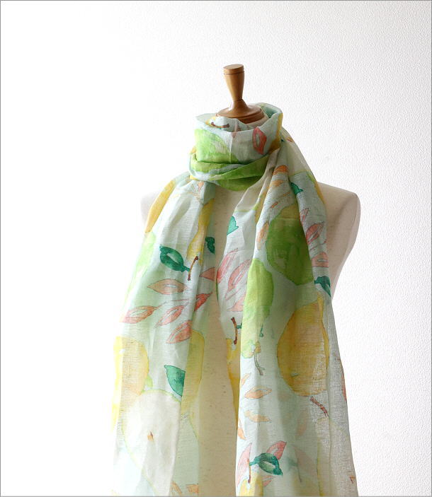リネンコットンラフランス柄ショールY(1)