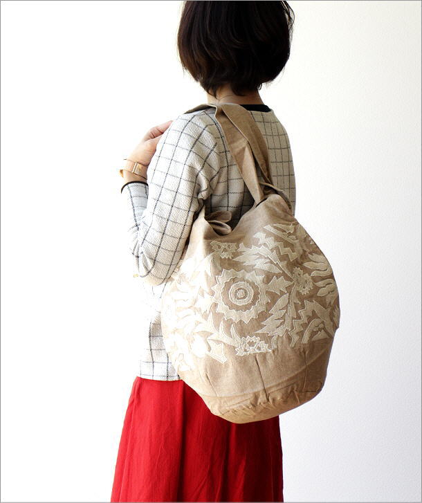 コットンアップリケ刺繍ショルダーバッグ NA(1)