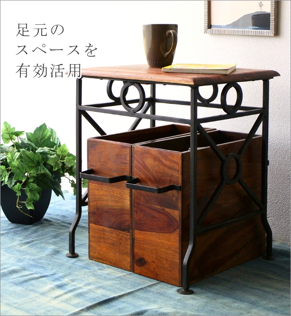 楽天市場】【送料無料】 木製 マガジンラック付テーブル（シー