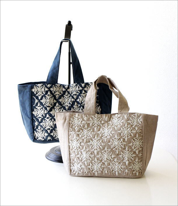 コットン刺繍ランチバッグ 2カラー(1)