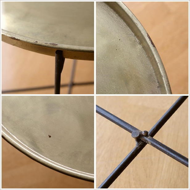 真鍮ラウンドトレーのフォールディングテーブル(4)