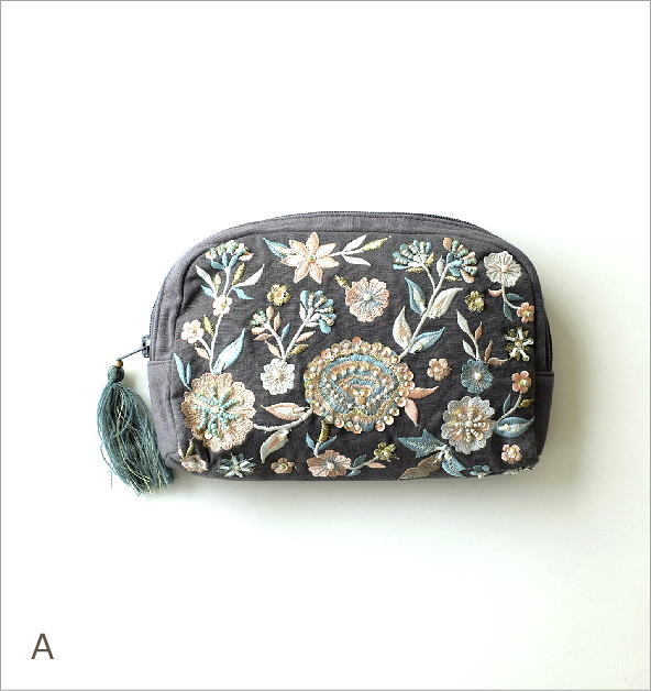 ビーズ刺繍ポーチB 3カラー(1)