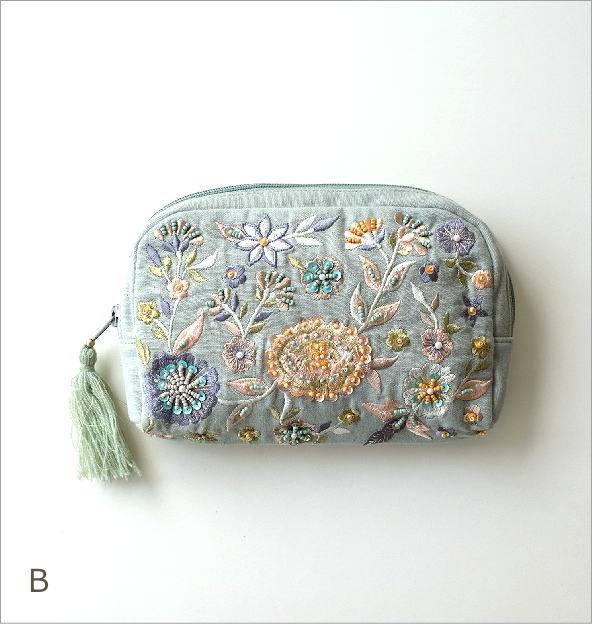 ビーズ刺繍ポーチB 3カラー(2)