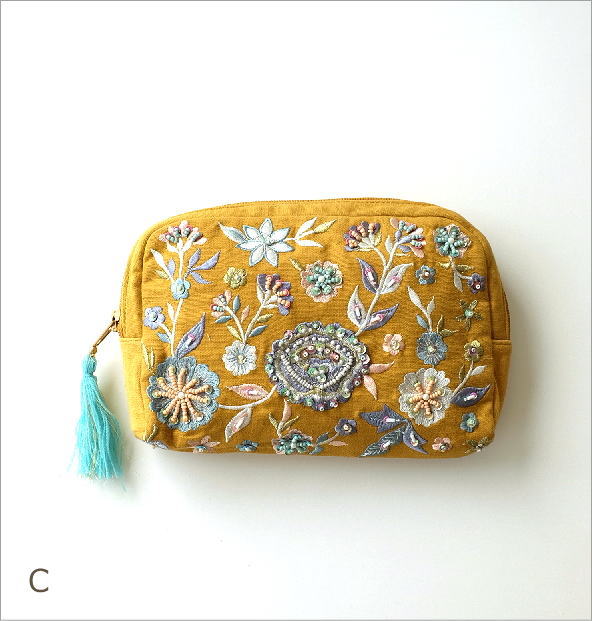ビーズ刺繍ポーチB 3カラー(3)