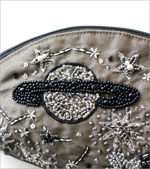 マチ付ポーチ 宇宙刺繍2カラー(2)