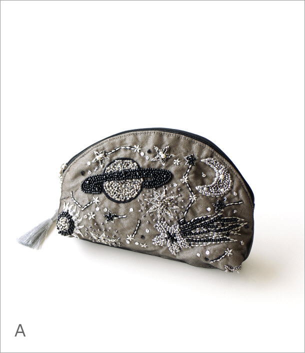 マチ付ポーチ 宇宙刺繍2カラー(6)