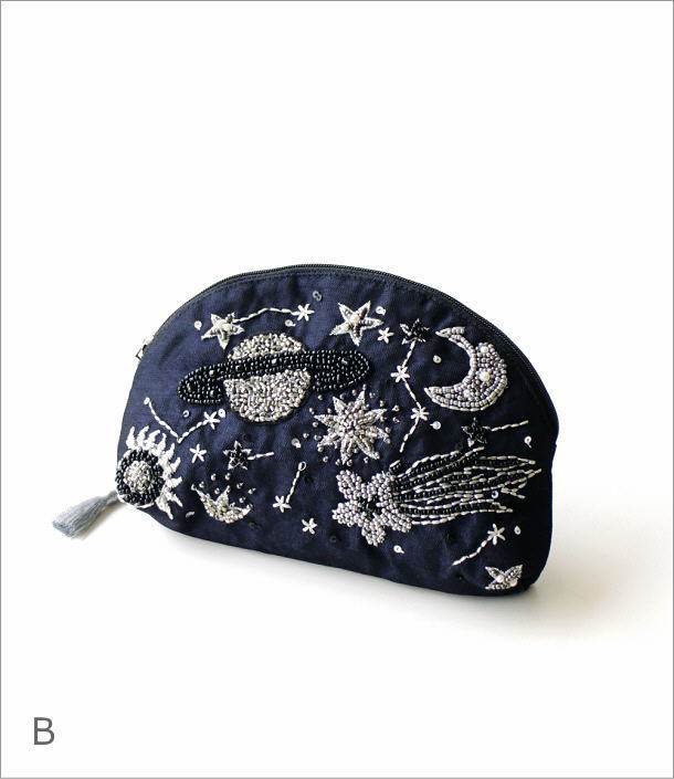 マチ付ポーチ 宇宙刺繍2カラー(7)