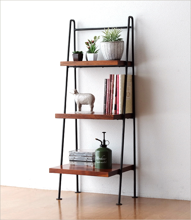 ラダーラック 棚 木製 アイアン おしゃれ 天然木 無垢材 アイアンと