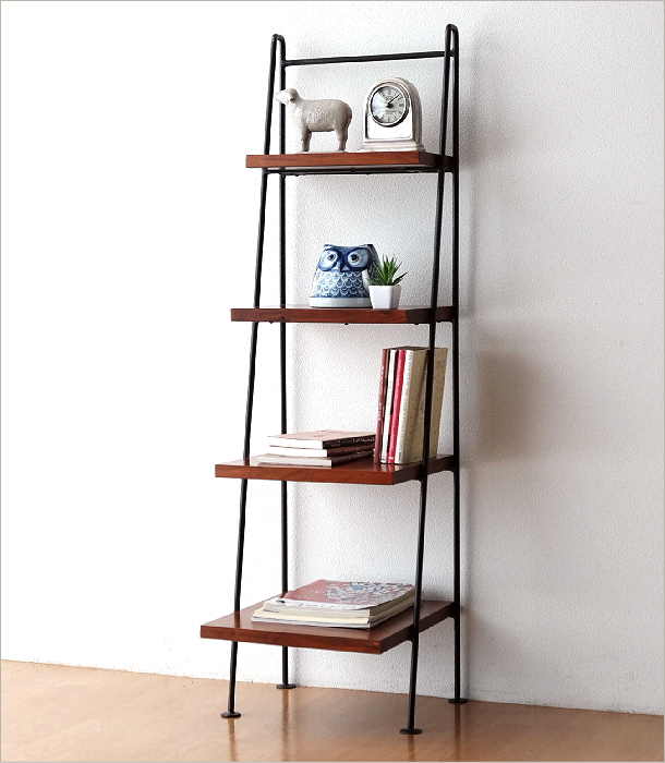 アイアンとアカシアの４段ラダーシェルフ(8)