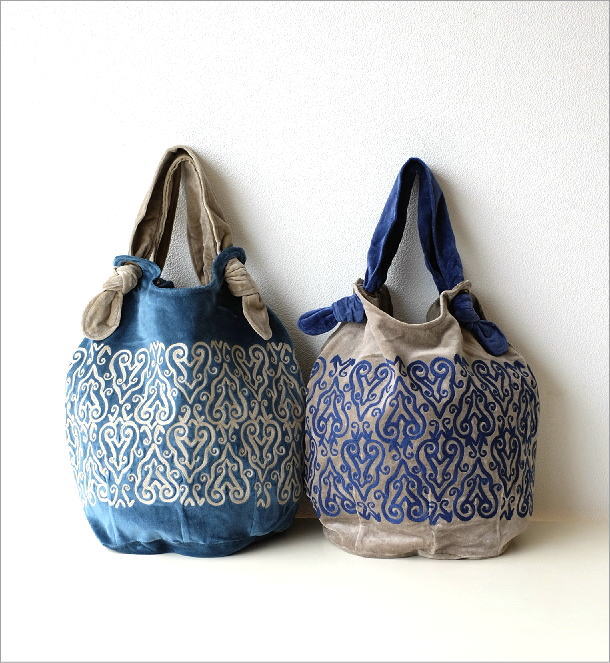 コットンベロア刺繍バッグ 2カラー(1)