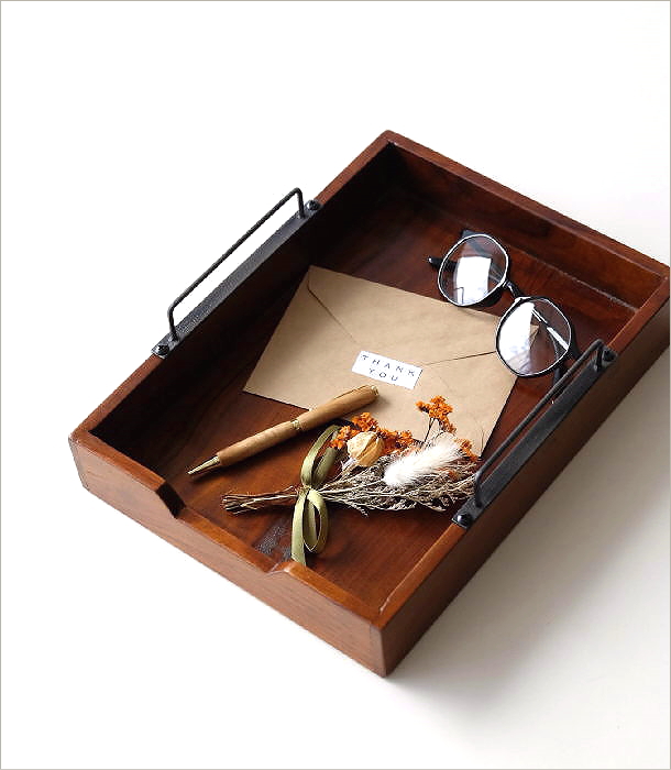 アカシアウッドハンドルスタッキングトレー(1)