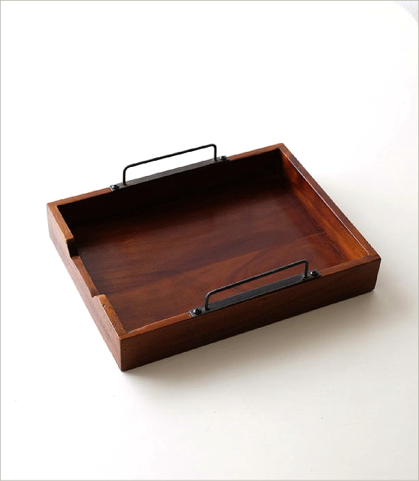 アカシアウッドハンドルスタッキングトレー(5)