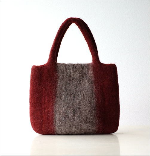 フェルトツートン花刺繍横長バッグ(2)