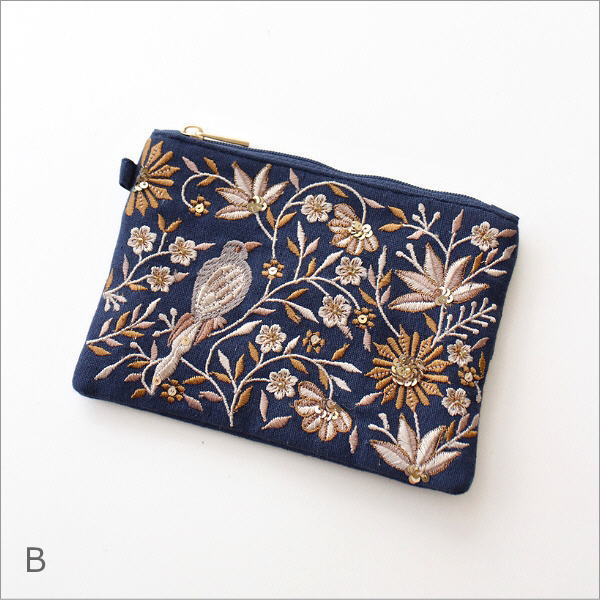 花鳥ビーズ刺繍ティッシュポーチ 2カラー(6)