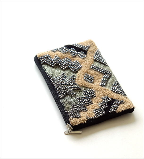 ビーズ刺繍フラットポーチ S(1)