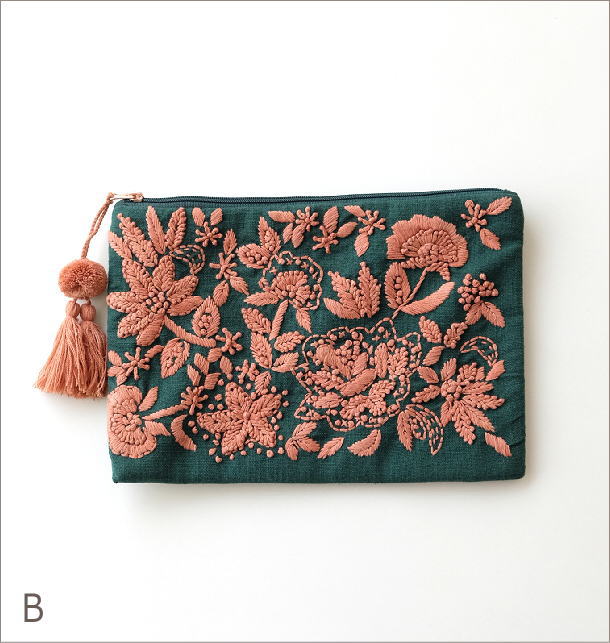 フラワー刺繍ポーチ 2カラー(5)
