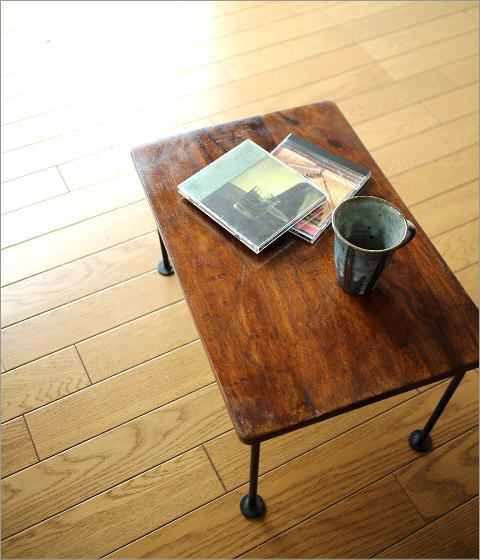 ローテーブル ミニテーブル 木製 無垢 アイアン おしゃれ 幅45 奥行30