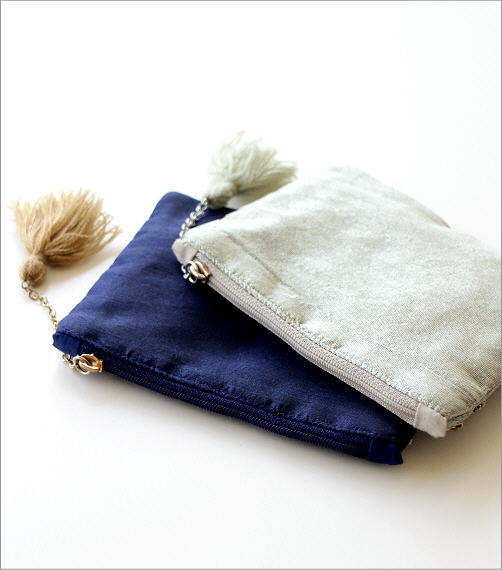 ビーズ刺繍フラットポーチC 2カラー(3)