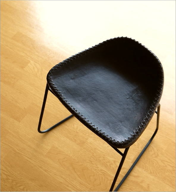 アイアンと本革のスツールC(1)