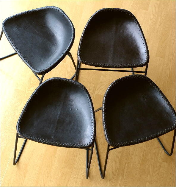 アイアンと本革のスツールC(2)