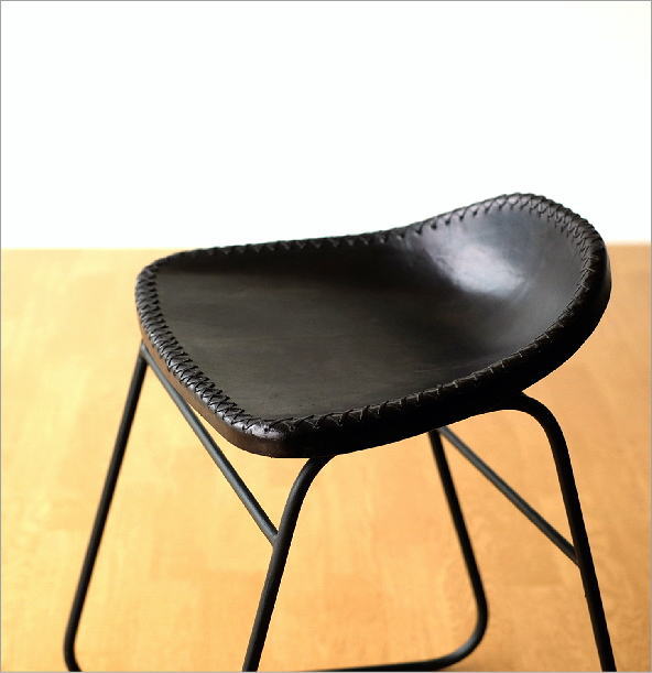 アイアンと本革のスツールC(5)