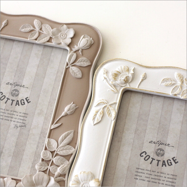 レリーフフラワーフォトフレーム L ２カラー(2)