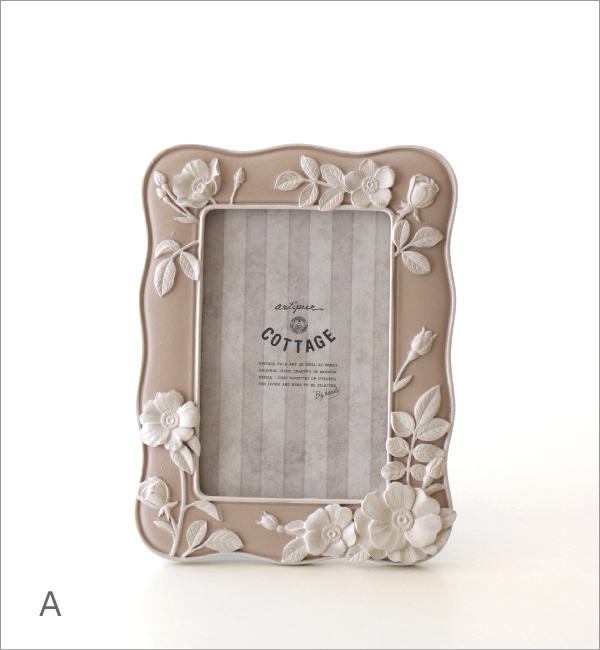 レリーフフラワーフォトフレーム L ２カラー(5)