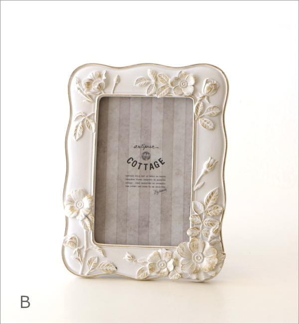 レリーフフラワーフォトフレーム L ２カラー(6)