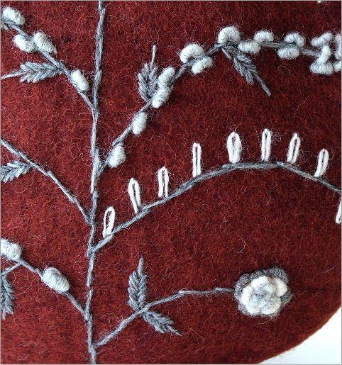 フェルトフラワー刺繍卵型バッグ(2)