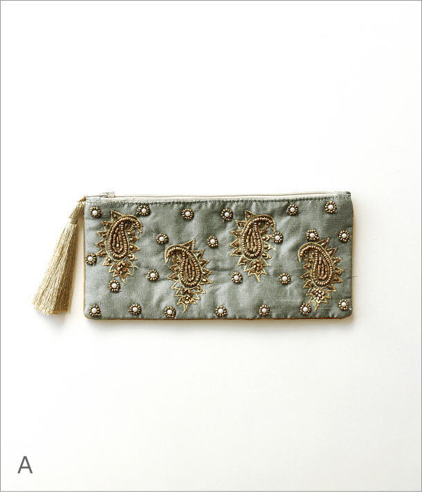 ビーズ刺繍横長ポーチ 3タイプ(4)