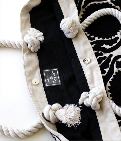 ロープハンドル刺繍バッグ WH(3)
