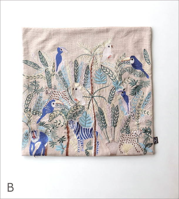 ジャングル刺繍クッションカバー 2カラー(6)