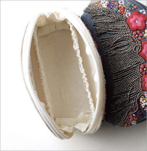 チェーンフリンジ花刺繍ポーチ 2タイプ(4)