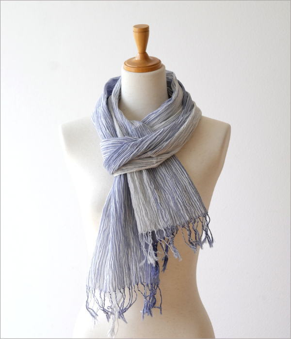 無地グラデーションショール(ブルー)(1)