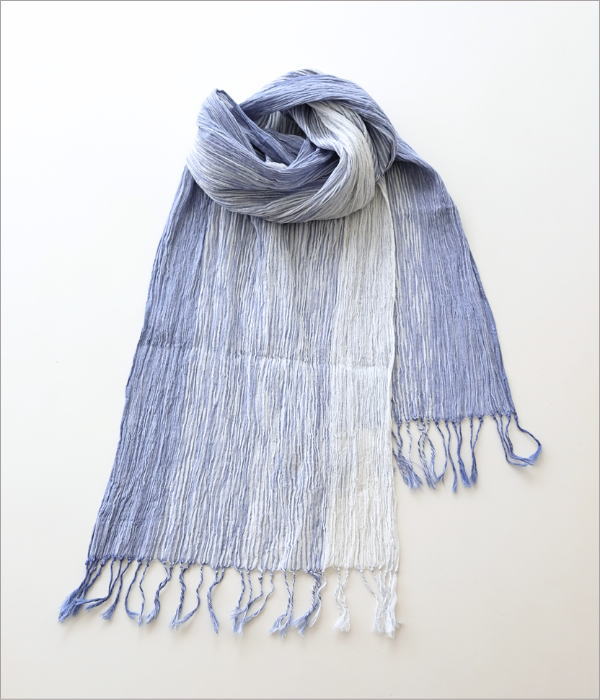 無地グラデーションショール(ブルー)(2)