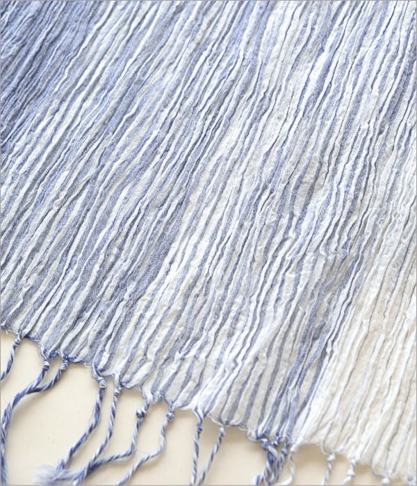 無地グラデーションショール(ブルー)(3)